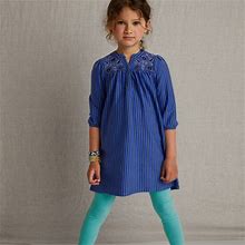 Tea Collection Dresses | Tea Collection Embroidered Henley Dress In Majorelle Blue | Color: Blue | Size: 5G