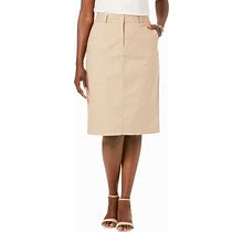 Plus Size Women's Stretch Cotton Chino Skirt By Jessica London In New Khaki (Size 28 W)