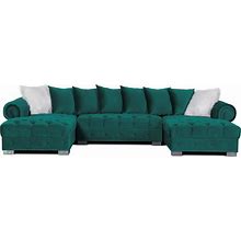Donna Tufted Velvet Double Chaise Sectional, U-Shaped