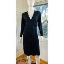Vintage St John Black Rayon Faux Wrap Dress, 4.