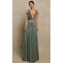 Tarik Ediz - 98074 Plunging Velvet Bangled Long Dress