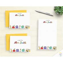Personalized Stationery For Kindergarten Teacher - Colorful Custom Stationery Set - School Cute Stationary Set - Gift For Teacher