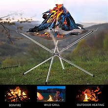 Portable Outdoor Fire Pit - 2021 New Upgrade, 22 Inch Camping Stainless Steel Mesh Fireplace, Ultra