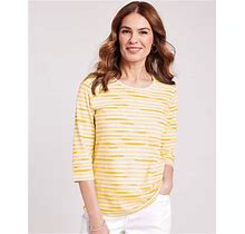 Blair Women's Essential Knit Three-Quarter Sleeve Tee - Yellow - 2XL - Womens