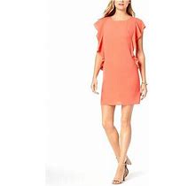 $219 Jessica Howard Womens Orange Ruffled Short Length Sheath Dress