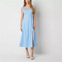 Ryegrass Sleeveless Floral A-Line Dress | Blue | Womens Medium | Dresses A-Line Dresses | Smocked | Spring Fashion