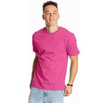 Hanes 5180 Beefy-T-Shirt - Cotton T-Shirt In Wow Pink Size 5XL | Ringspun