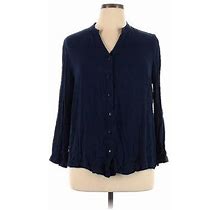 North Style Long Sleeve Blouse: Blue Tops - Women's Size 1X