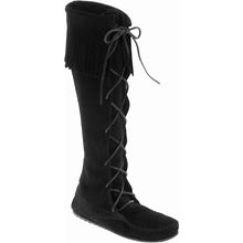Minnetonka Front-Lace Hardsole Knee-High Boots For Ladies - Black - 10m