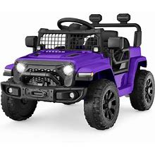 Best Choice Products 6V Kids Ride-On Truck Car W/ Parent Remote Control, 4-Wheel Suspension, LED Lights - Purple