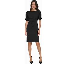Dkny Women's Shirred-Sleeve Scuba Crepe Sheath Dress - Black - Size 14