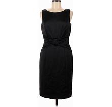 White House Black Market Cocktail Dress - Sheath Scoop Neck Sleeveless: Black Print Dresses - Women's Size 6