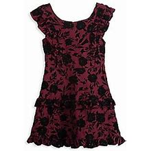 Zac Posen Girl's Flocked Floral Mini Dress - Crimson - Size 7