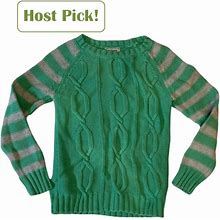 Old Navy Shirts & Tops | Old Navy Crew Neck Cable Knit Sweater Mint Green Grey | Girls Small 6/7 | Color: Gray/Green | Size: Sg