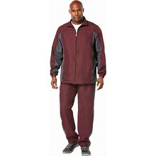 Men's Big & Tall Long Sleeve Colorblock Tracksuit By Kingsize In Deep Burgundy Carbon Colorblock (Size XL)