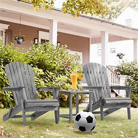 Wood Lounge Patio Chair For Garden Outdoor Wooden Folding Adirondack Chair - Grey
