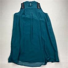 Bcbgeneration Womens Shift Dress Green Lined Lace Sleeveless Zip