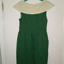 Knitted Dove Dresses | Gorgeous Green Dress With Pockets Lovely Collar Detail 1205 | Color: Green | Size: S