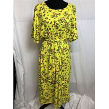 Lularoe Marly Yellow Floral Knee Length Dress Size 3Xl