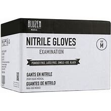 SAFETY WERCS Medium Black Examination 6Mil Nitrile Gloves 1000-Count Case Meblackexni6mil ,