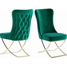 Ottomanson Dining Chair, Set Of 4, Green With Gold Legs