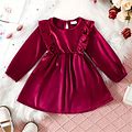 Girls Holiday Dress, Spring And Autumn And Winter Outfits, New European And American Children's Long-Sleeved Bottoming,Burgundy,Reliable,By Temu