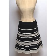 Talbots Petites Black With White Lace Pleated Fully Lined A-Line Skirt