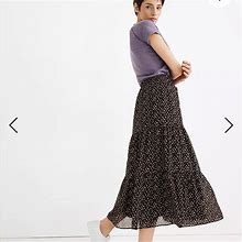 Madewell Skirts | Madewell Georgette Tiered Maxi Skirt In Adorable Ditsy Print, Like New | Color: Black | Size: Xxs