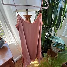 Banana Republic Dresses | Banana Republic Pink Silk Slip Lace Trim | Color: Pink | Size: 8