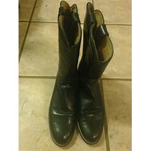 Diamond J Justin Boots Women's Size 5.5B Black Leather Western Riding