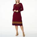 G By Giuliana Striped Ribbed Knit A-Line Sweater Dress - Tawny Port Combo - Size 2X