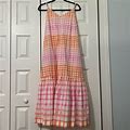 Scoop Nyc Dresses | Scoop Pink/Orange Checkered Maxi Dress | Color: Orange/Pink | Size: L