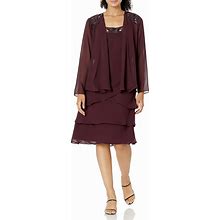 S.L. Fashions Women's Embellished Tiered Jacket Dress (Petite And Regular)
