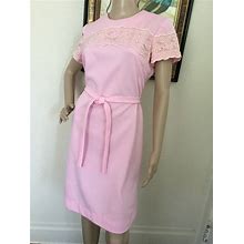 60'S Vintage Pink With Lace Shirt Dress
