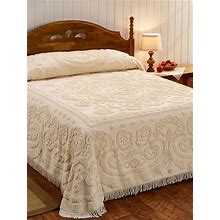 Floral Chenille Bedspread - Beige Champagne - Full - The Vermont Country Store