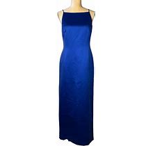 Alex Evenings Formal Dress Size 8 Royal Blue Long Strappy Open Back Gown Party