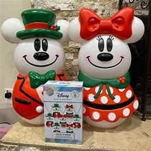 Disney Holiday | Disney Mickey & Minnie Mouse Blow Mold Snowman Lightup 23" & Blinking Led String | Color: Red/White | Size: Os