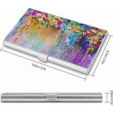Elegant Printed Business Card Case,Abstract Watercolor Flowers Cute Cute Metal Business Name Card Holder, Small, Slim Portable Business Card Holder F