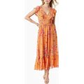 Jessica Simpson Women's Phillipa Floral-Print Ruffled Maxi Dress - AUTUMN SUNSET - Size M