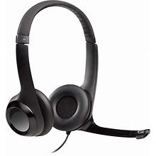 Logitech H390 Wired Headset For PC/Laptop, Stereo Headphones With Noise Cancelling Microphone, USB-A, In-Line Controls For Video Meetings, Music,