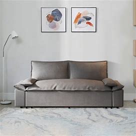 Latitude Run® Multi-Functional Velvet Loveseat Bed, Beige Upholstered/Velvet In Gray | 36 H X 70.1 W X 80.7 D In | Wayfair