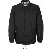 Vkwear Men's Lightweight Water Resistant Button Up Windbreaker Coach Jacket (Black,L)