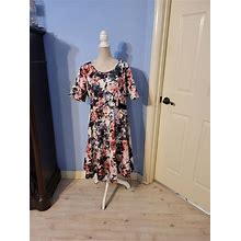 Eloquii Size 18 Dress Womens Multicolored Floral Short Sleeve