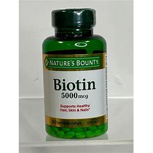 Biotin 5000 Mcg 150 Rapid Release Softgels Natures Bounty Hair, Skin, Nails