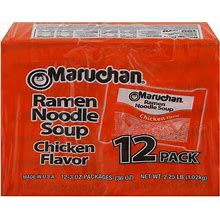 Maruchan Ramen Noodle Soup, Chicken Flavor, 12 Pack - 3 Oz