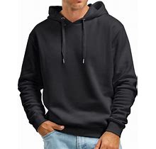 Zrycn Mens Hoodie Sweatshirt For Men, Plush Pullover Hooded Sweatshirts For Men, Soft Cotton-Blend Plain Casual Hoodies
