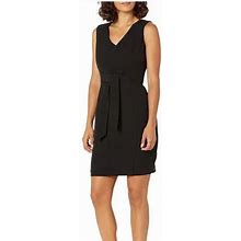 Kasper Dresses | Kasper Stretch Sheath Tie Dress Black 4 Petite Nwt | Color: Black | Size: 4P