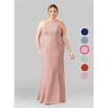Azazie Plus Size Trumpet/Mermaid Halter Sweep Train Stretch Crepe Mother Of The Bride Dresses, Dusty Rose , Size A30-Azazie Tyra