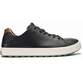 Olukai Waialae - Black | Mens Leather Golf Shoes - Premium Hawaiian Footwear - Comfortable Everyday Walking Shoes With Arch Support - Breathable For