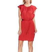 Vince Camuto Womens Flutter Sleeve Sheath Dress, Red, X-Large